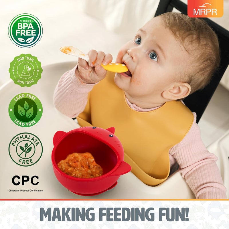 MRPR Chompers Silicone Shark Bowl - Baby & Toddler Suction-bowl - BPA-Free, Microwave & Dishwasher safe - Mess-Free Mealtime - Fun & Durable Snack-bowl for Kids - Strong Suction, Travel-Friendly - Image 2